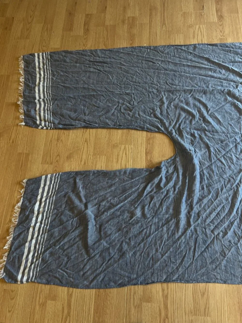 Tommy Bahama Striped Blue & White Cotton Wrap With Fringe Lightweight Beach Boho